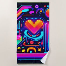 ネオンハートカオス ビーチタオル