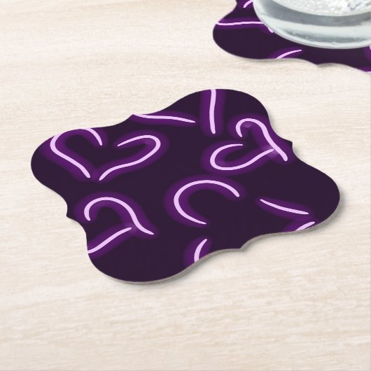 ネオンハート紫 ペーパーコースター (アングル)