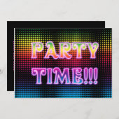 ネオンハーフトーンのパーティー招待状 招待状 (正面/裏面)