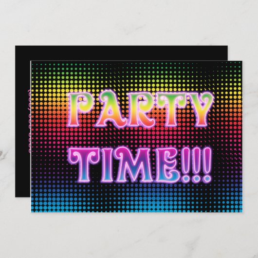 ネオンハーフトーンパーティの招待状 招待状 (正面/裏面)