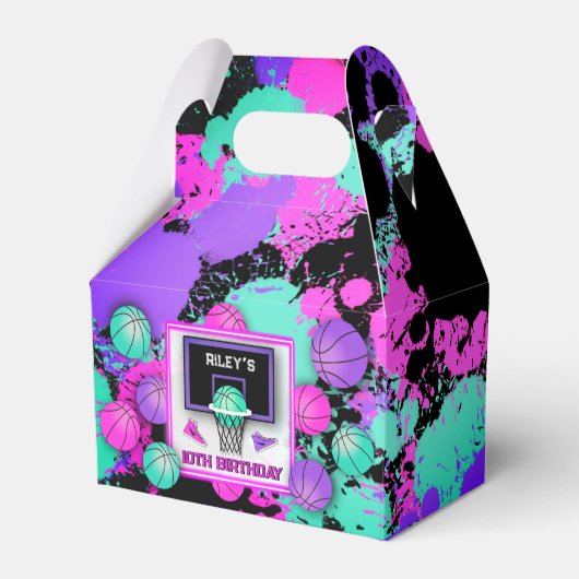 ネオンバスケットボールスニーカー絵を描&（ばちゃばちゃ）跳ねる誕生日 フェイバーボックス (正面サイド)