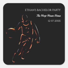 ネオンバスケットボールチャンプバチェラーバースデーパーティースポール スクエアシール