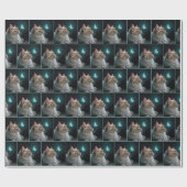 ネオンバタフライとふわふわの猫 ラッピングペーパー (フラット)