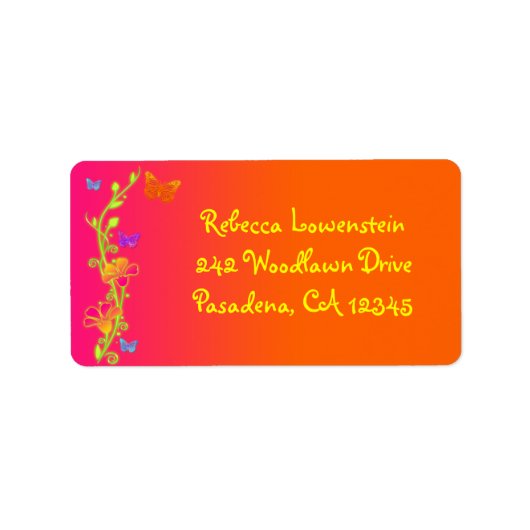 ネオンバタフライ差出人住所ラベル3 ラベル (正面)