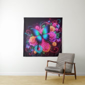 ネオンバタフライ&バラ タペストリー (インサイチュ)