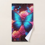 ネオンバタフライ&バラ バスタオルセット (ハンドタオル)