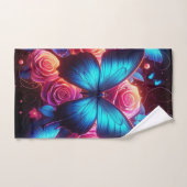 ネオンバタフライ&バラ バスタオルセット (ハンドタオル)