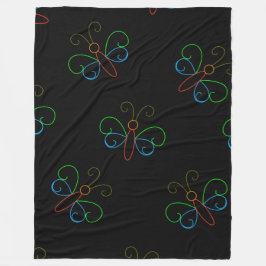 ネオンバタフライ フリースブランケット