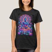 ネオンバッダ瞑想蓮マンダラアート Tシャツ (正面)