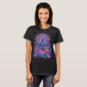 ネオンバッダ瞑想蓮マンダラアート Tシャツ (正面フル)