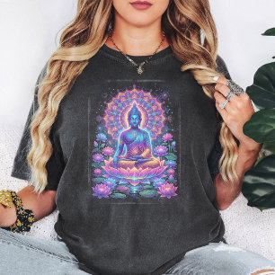ネオンバッダ瞑想蓮マンダラアート Tシャツ