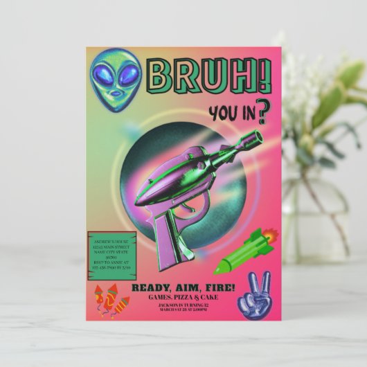 ネオンバトル ネルフ ダーツ銃 ゲーム バースデーボーイ 招待状 (スタンド正面)