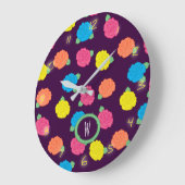 ネオンバラの時計 ラージ壁時計 (傾斜)