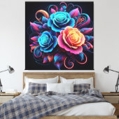 ネオンバラ キャンバスプリント (インサイチュ (寝室))