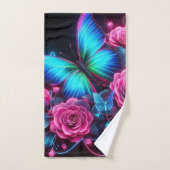 ネオンバラ&バタフライ バスタオルセット (ハンドタオル)