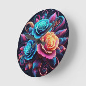 ネオンバラ ラウンド壁時計 (傾斜)