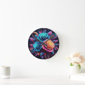 ネオンバラ ラウンド壁時計 (ホーム)