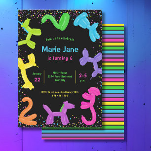 ネオンバルーン、動物バルーン 招待状