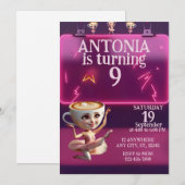 ネオンバレリーナの誕生日パーティー招待状 招待状 (正面/裏面)