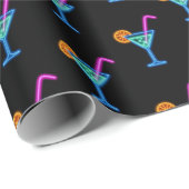 ネオンバーサイン 誕生日カクテル ブラック ラッピングペーパー (ロールコーナー)