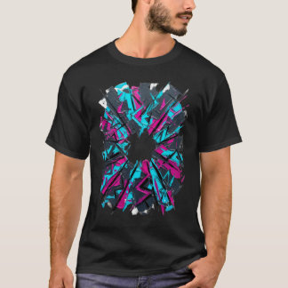 ネオンバースト幾何学グランジデザイン Tシャツ
