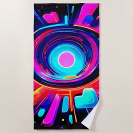 ネオンバースト:抽象芸術エネルギー ビーチタオル