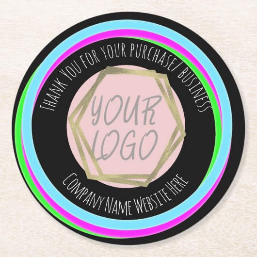 ネオンバーレストランカンパニービジネスサンキュー ラウンドペーパーコースター (正面)