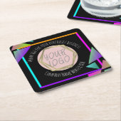 ネオンバーレストランカンパニービジネスロゴ スクエアペーパーコースター (アングル)