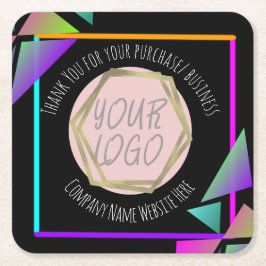 ネオンバーレストランカンパニービジネスロゴ スクエアペーパーコースター