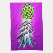 ネオンパイナップルカラフル熱帯果実ハワイアン キッチンタオル (縦)