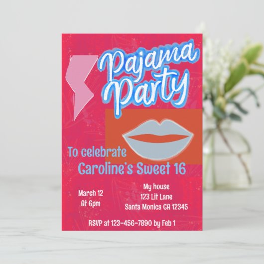 ネオンパジ名門私立校風のャマパーティー誕生日 招待状 (スタンド正面)