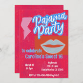 ネオンパジ名門私立校風のャマパーティー誕生日 招待状 (正面/裏面)