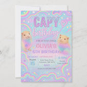 ネオンパステルキャピバラバースデーパーティー招待 招待状 (正面)