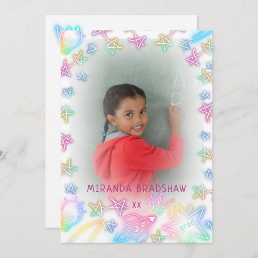 ネオンパステルスターズ銀河系キッズエンゲージメントフォトアン 案内状 (正面/裏面)