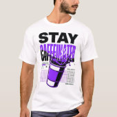 ネオンパンクの紫のコーヒーカップ ステイカフェイン Tシャツ (正面)