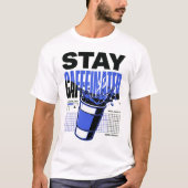 ネオンパンクブルーのカフェイン残量表示コーヒーカップ Tシャツ (正面)