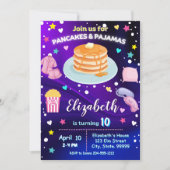 ネオンパンケーキとパジャマの誕生日パーティーの招待 招待状 (正面)
