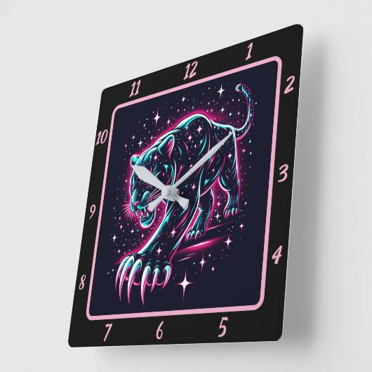 ネオンパンサートワイライトグロータイマー スクエア壁時計 (傾斜)