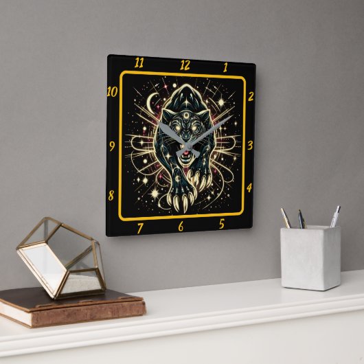 ネオンパンサープロール時計のグロー スクエア壁時計 (オフィス)