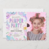 ネオンパンパースパパーティー誕生日写真 招待状 (正面)