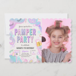 ネオンパンパースパパーティー誕生日写真 招待状