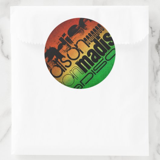 ネオンパーソナライズされたオレンジ黄色と緑の名前 ラウンドシール (バッグ)