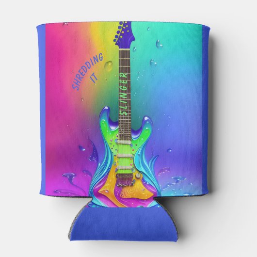 ネオンパーソナライズされたギターサイケデリック、 缶クーラー (裏面)