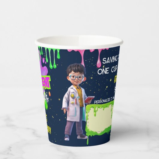 ネオンパーソナライズされたサイエンスSTEM実験パーティー 紙コップ (左)