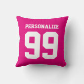 ネオンパーソナライズされたピンスポーツジャージーナンバー クッション (裏面)