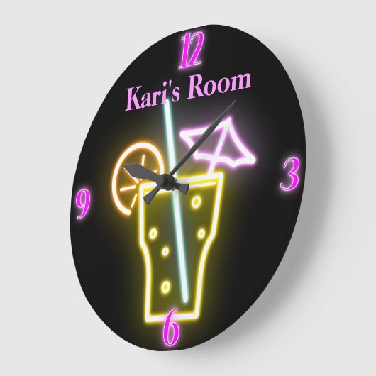 ネオンパーソナライズされたフェイク時計 ラージ壁時計 (傾斜)