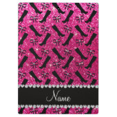 ネオンパーソナライズされたホットピンクのグリッターブーツの名前 クリップボード (裏面)