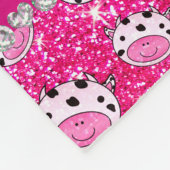 ネオンパーソナライズされたホットピンクのグリッター牛の頭の名前 フリースブランケット (角)