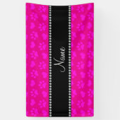 ネオンパーソナライズされたホットピンクのハートと手の名前 横断幕 (縦)