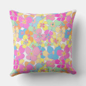 ネオンパーソナライズされたレトロフローラピンク クッション (裏面)